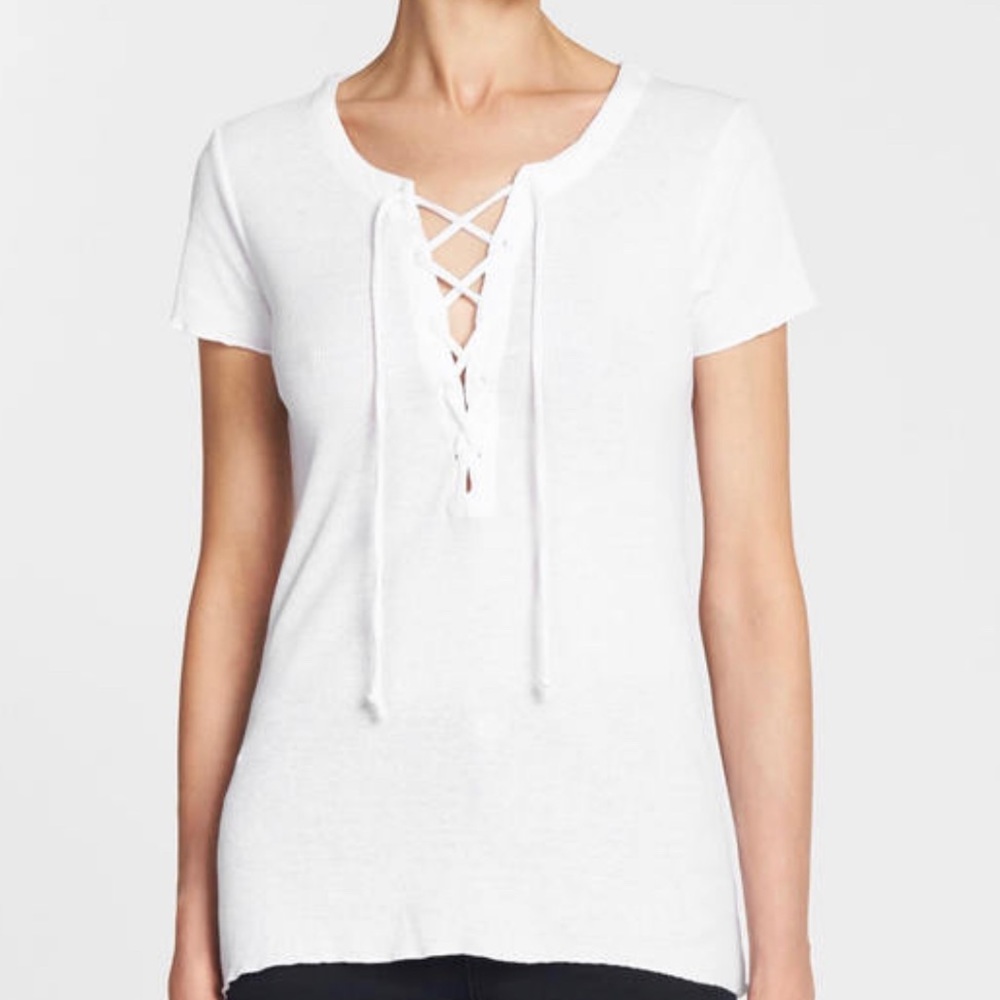 Chaser LA Hi Low Lace-up Rib tee